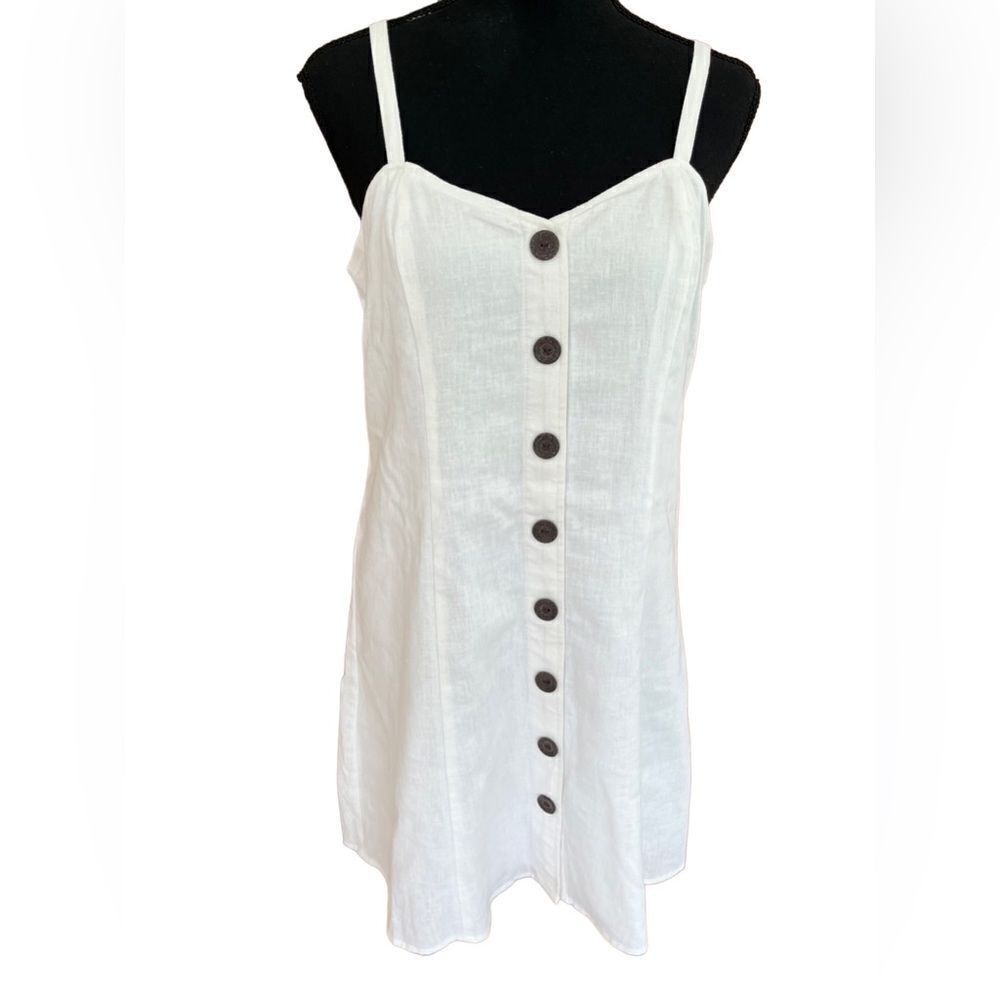 Express Button Front Linen-Blend Cami Shift Dress… - image 4